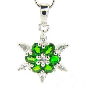 Срібна підвіска 925 проби 2,54 гр. з канадськими діопсидами Альберта та топазами зі США 1,96 карат