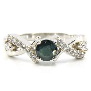 Серебряное кольцо 925 пробы 2,75 гр. с индийским сапфиром класса AA и цирконами 0,9 карат Серебряное кольцо 925 пробы 2,75 гр. с индийским сапфиром класса AA и цирконами 0,9 карат