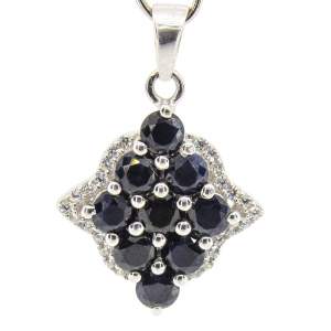 Серебряная подвеска 925 пробы 2,96 гр. с индийскими сапфирами и белыми цирконами 3,63 карат