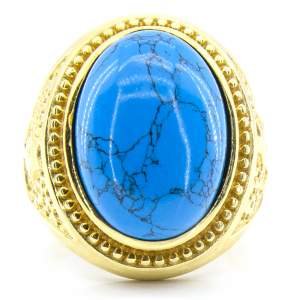 Срібна каблучка 925 проби в позолоті 750 проби 10,41 гр. з тибетськой бірюзою 10,63 карат