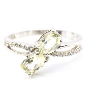 Срібна каблучка 925 проби 2,21 гр. з лимонними топазами з США та цирконами 1,36 карат