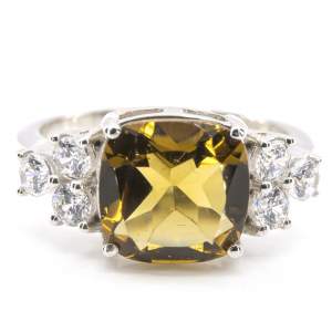 Срібна каблучка 925 проби 4,04 гр. з кварцем кольору віскі з США та цирконами 4,62 карат