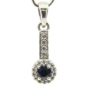 Срібна підвіска 925 проби 1,39 гр. з індійськими чорними сапфірами  класу АА та цирконами 0,57 кар