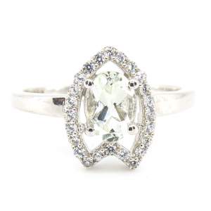 Срібна каблучка 925 проби 2,37 гр. з бразильським зеленим аметистом та цирконами 1,03 карат