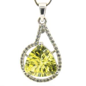 Срібна підвіска 925 проби 3,38 гр. з лимонним топазом лазерної огранки та цирконами 5,75 карат