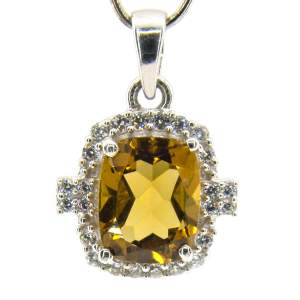 Срібна підвіска 925 проби 2,57 гр. з бурштиновим кварцем з США та цирконами 3,2 карат