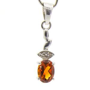 Срібна підвіска 925 проби 1,17 гр. з цитрином Мадейра з Мадагаскару та білими топазами 0,72 карат