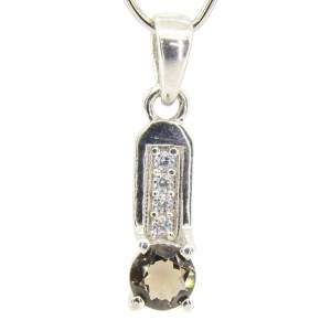 Срібна підвіска 925 проби 1,32 гр. з  раухтопазом та білими цирконами 0,75 карат