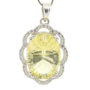Срібна підвіска 925 проб 5,15 гр. з лимонним топазом лазерної огранки та цирконами 10,82 карат