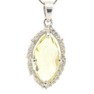 Срібна підвіска 925 проби 2,89 гр. з лимонним топазом з США та цирконами 4,53 карат