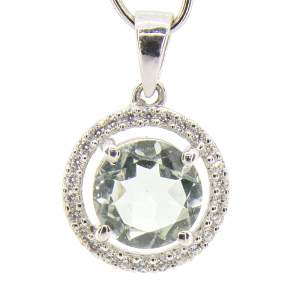 Срібна підвіска 925 проби 1,77 гр. з бразильським зеленим аметистом та цирконами 1,75 карат