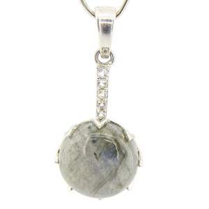 Срібна підвіска 925 проби 2,74 гр. з канадським лабрадоритом та білими топазами 6,28 карат