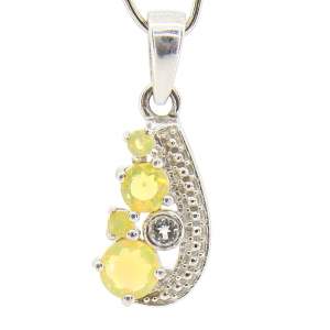 Срібна підвіска 925 проби 2,03 гр. з ефіопськими опалами класу AAA та білим топазoм 0,63 карат