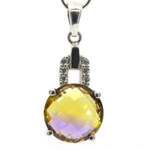 Срібна підвіска 925 проби 4,52 гр. з болівійським аметрином та цирконами 4,87 карат