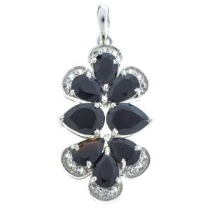 Срібна підвіска 925 проби 4,68 гр. з індійським чорним оніксом та топазами 3,39 карат