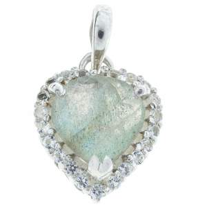 Срібна підвіска 925 проби 2,63 гр. з канадським лабрадоритом та топазами 2,15 карат