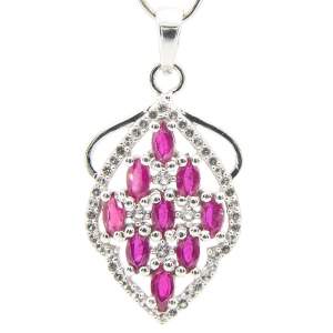 Серебряная подвеска 925 пробы 3,72 гр. с розовыми рубинами из Кении класса AAAA и топазами 2,21 карат с коллекции Серебряная подвеска 925 пробы 3,72 гр. с розовыми рубинами из Кении класса AAAA и топазами 2,21 карат с коллекции