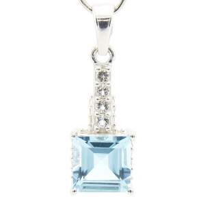 Серебряная подвеска 925 пробы 2,6 гр. со швейцарским топазом и белыми топазами 3,29 карат с коллекции 