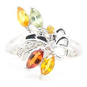 Серебряное кольцо 925 пробы 3,48 гр. с индийскими, шри-ланкийскими, мадагаскарскими сапфирами класса AAAA и топазами 1,47 карат Серебряное кольцо 925 пробы 3,48 гр. с индийскими, шри-ланкийскими, мадагаскарскими сапфирами класса AAAA и топазами 1,47 карат