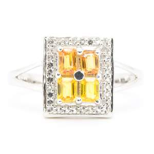 Серебряное кольцо 925 пробы 4,19 гр. с индийскими, шри-ланкийскими, мадагаскарскими сапфирами класса AAAA и топазами 1,5 карат Серебряное кольцо 925 пробы 4,19 гр. с индийскими, шри-ланкийскими, мадагаскарскими сапфирами класса AAAA и топазами 1,5 карат