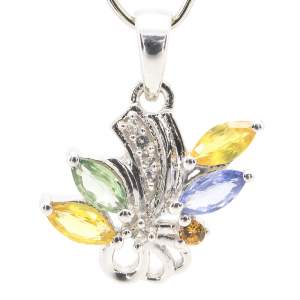 Срібна підвіска 925 проби 2,66 г з індійськими, шрі-ланкійськими, мадагаскарськими сапфірами класу AAAA та топазами 1,31 карат