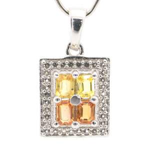 Срібна підвіска 925 проби 2,15 г з індійськими, шрі-ланкійськими, мадагаскарськими сапфірами класу AAAA та топазами 1,35 карат