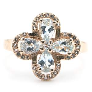 Серебряное кольцо 925 пробы в позолоте 750 пробы 4,42 гр. с австралийскими петалитами и топазами из США 1,6 карат