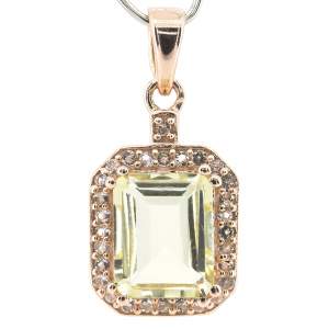 Серебряная подвеска 925 пробы в позолоте 750 пробы 2,84 гр. с лимонным топазом из США и белыми топазами 3,1 карат