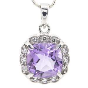 Серебряная подвеска 925 пробы 3,49 г с бразильским аметистом и топазами 4,14 карат