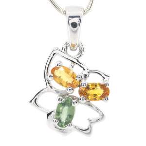 Серебряная подвеска 925 пробы 1,75 гр. с индийскими, шри-ланкийскими, мадагаскарскими сапфирами класса AAAA 1,06 карат