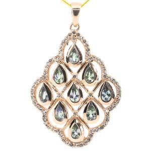 Срібна підвіска 925 проби в позолоті 750 проби 7,08 гр. з танзанітами Ман'яра класу AAAA та топазами зі США 2,38 карат