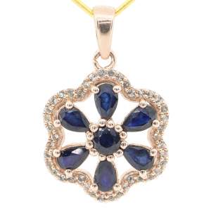 Срібна підвіска 925 проби в позолоті 750 проби 3,19 гр. зі шрі-ланкійськими блакитними сапфірами класу AAA та топазами зі США 2,14 карат