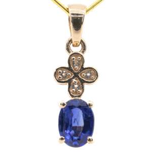 Срібна підвіска 925 проби в позолоті 750 проби 1,94 гр. з кіанітом з Непалу та топазами зі США 1,47 карат