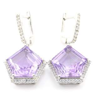 Срібні сережки 925 проби 10,68 гр. з марокканськими аметистами та топазами 17,84 карат