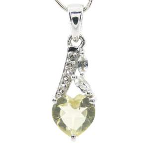 Срібна підвіска 925 проби 2,11 г з лимонним топазом зі США та білими топазами 1,76 карат