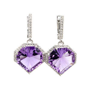 Срібні сережки 925 проби 10,5 г з марокканськими аметистами та топазами 17,4 карат з колекції 