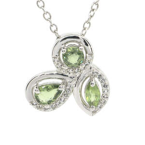 Срібна підвіска 925 проби 2,15 г з зеленим шрі-ланкійським сапфіром класу АААА та топазами з США 1,43 карат