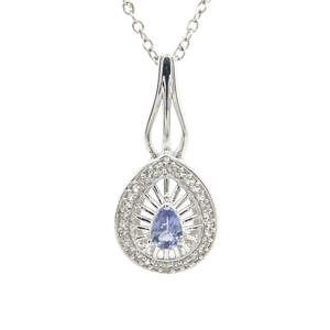 Срібна підвіска 925 проби 2,77 г з танзанітом класу АААА та білими топазами з США 0,71 карат