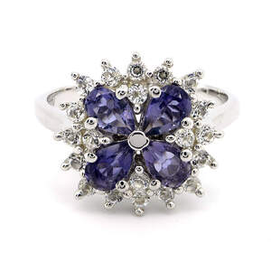 Серебряное кольцо 925 пробы 5,19 гр. с танзанийским иолитом и топазами из США 2,13 карат из коллекции 