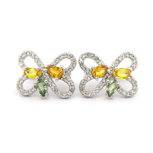 Срібні сережки 925 проби 4,72 г з Імперіал сапфірами класу АААА та білими топазами з США 2,11 карат