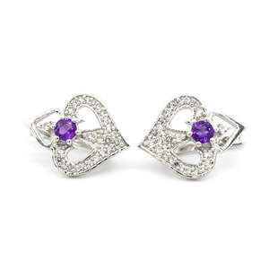 Срібні сережки 925 проби 4,62 г з африканськими аметистами та білими топазами з США 0,97 карат