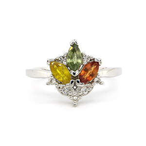 Серебряное кольцо 925пр 3,28г с мультисапфирамикласу АААА и белыми топазами с США 1,22к