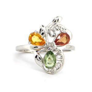 Серебряное кольцо 925 пробы 3,35 г с мультисапфирами класса АААА 1,44 карат