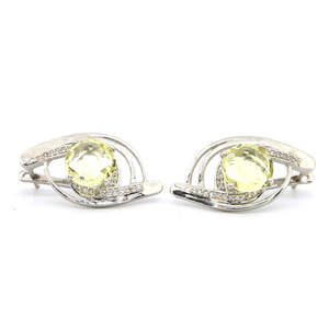 Серебряные серьги 925 пробы 8,78 гр. с лимонными топазами и белыми топазами из США 9,64 карат