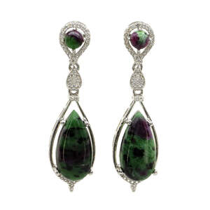 Срібні сережки 925 проби 12,84 гр. з гватемальськими рубіновими цоїзитами та топазами зі США 26,11 карат