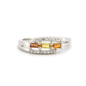 Срібна каблучка 925 проби 2,52 г з індійськими, шрі-ланкійськими, мадагаскарськими сапфірами класу AAAA та топазами 0,51 карат