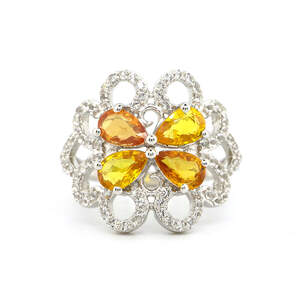 Срібна каблучка 925 проби 4,34 г з індійськими, шрі-ланкійськими, мадагаскарськими сапфірами класу AAAA та топазами 2,55 карат