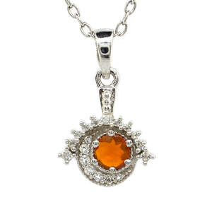 Срібна підвіска 925 проби 1,98 г з ефіопським вогняним опалом класу AAA та топазами 0,54 карат з колекції 