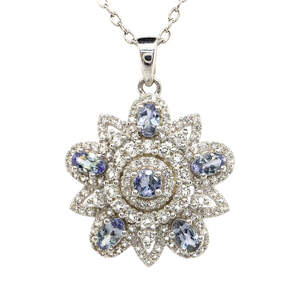 Серебряная подвеска 925 пробы 5,72 гр. с танзанитами Маньяра класса AAAA и топазами 2,87 карат с коллекции 