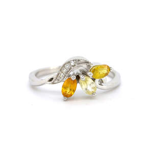 Срібна каблучка 925 проби 2,97 гр. з індійськими, шрі-ланкійськими, мадагаскарськими сапфірами класу AAAA та топазами 1,19 карат